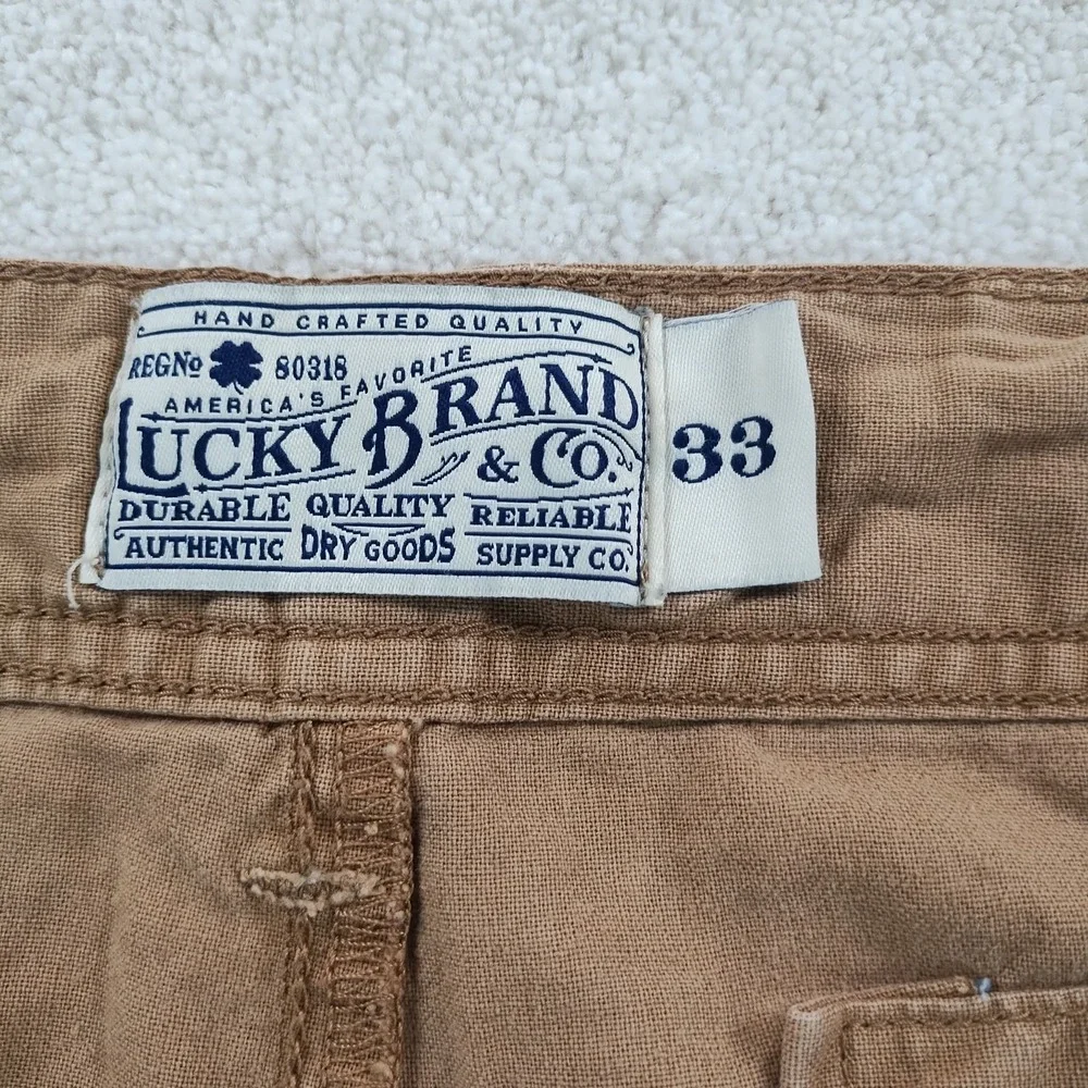 Lucky Brand Linen Shorts Men's 33 Khaki Drawstring Relaxed Safari Summer Beach